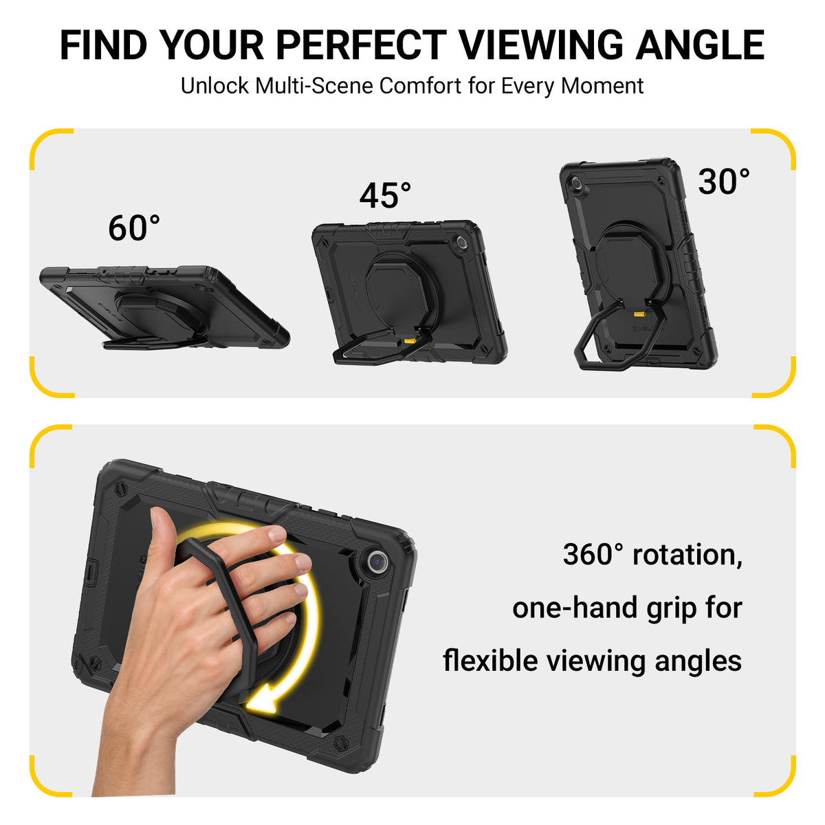 Shock‑G 3‑Layer Armor & Rotating Hand Grip for Galaxy Tab A11+/A9+