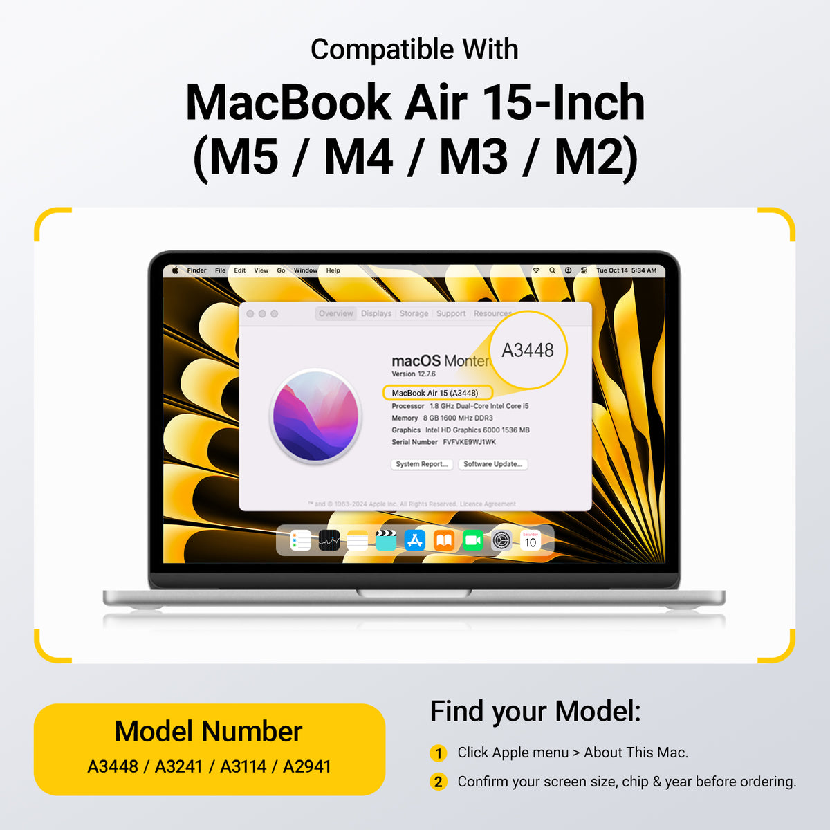 How to find your device model number Macbook Air 15-inch