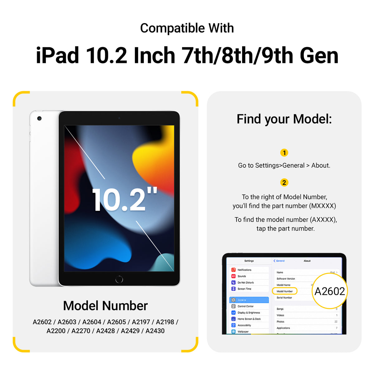 How to find your device model number for iPad 10.2-inch