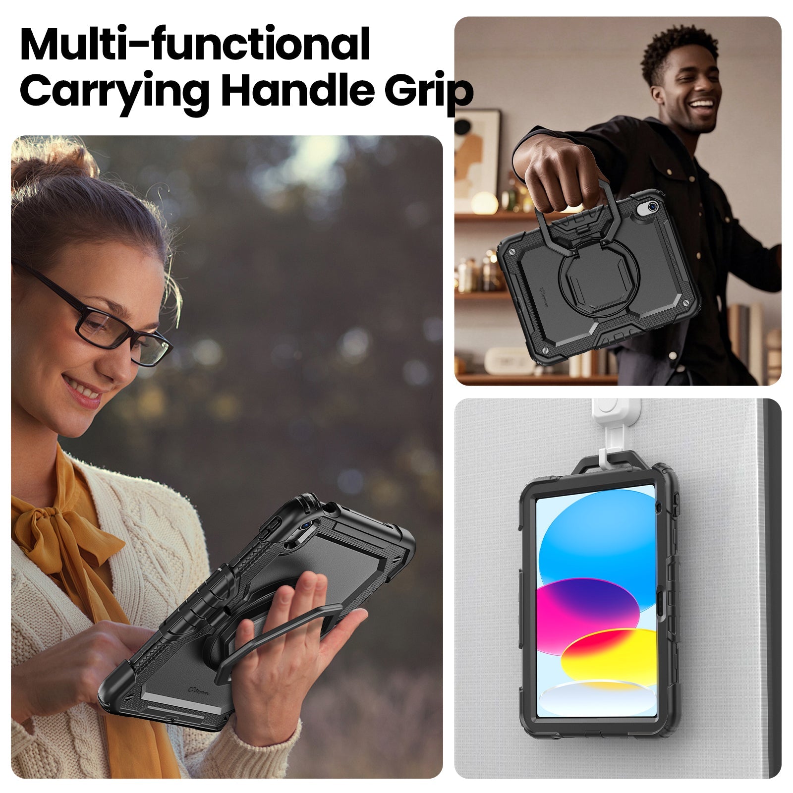 iPad (A16) 11th/10th Gen 11/10.9 Inch Rugged Case with 360° Rotating Hand Grip
