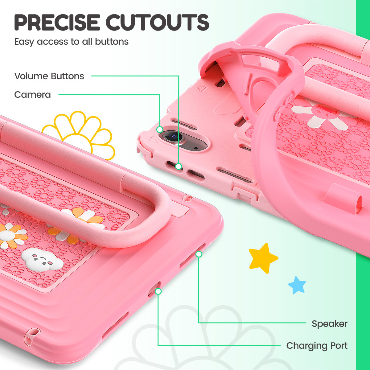 iPad (A16) 11th/10th Gen 11/10.9 Inch Kids Tablet Case - Shockproof Handle Stand Cover,Pink-t4option0_4