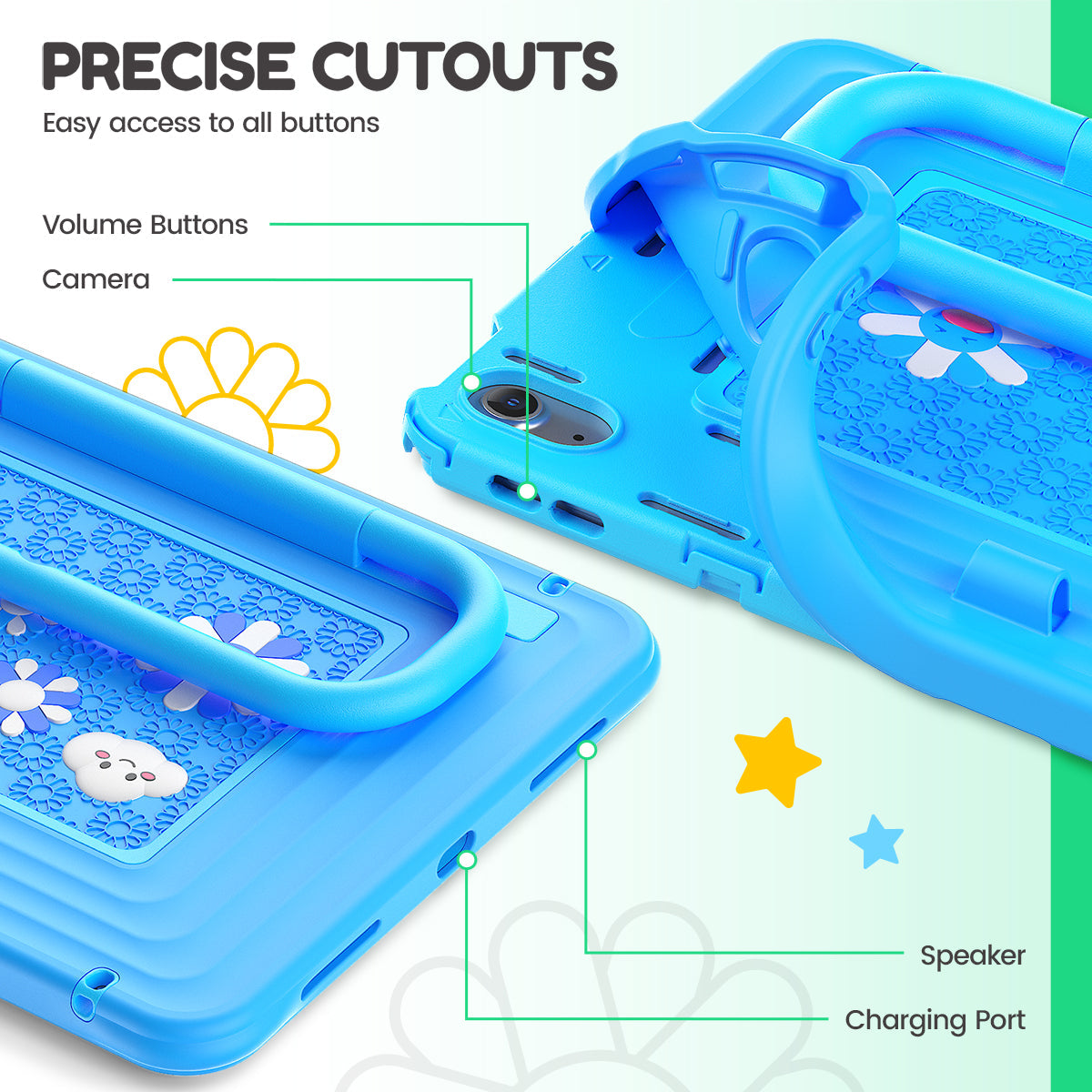 iPad (A16) 11th/10th Gen 11/10.9 Inch Kids Tablet Case - Shockproof Handle Stand Cover,Highlighter Blue-t4option0_1