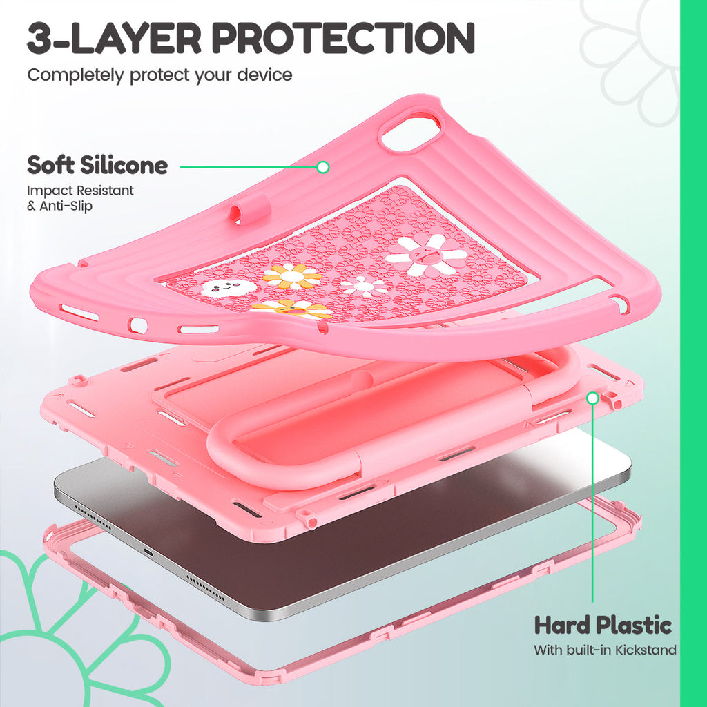 iPad (A16) 11th/10th Gen 11/10.9 Inch Kids Tablet Case - Shockproof Handle Stand Cover,Pink-t4option0_4