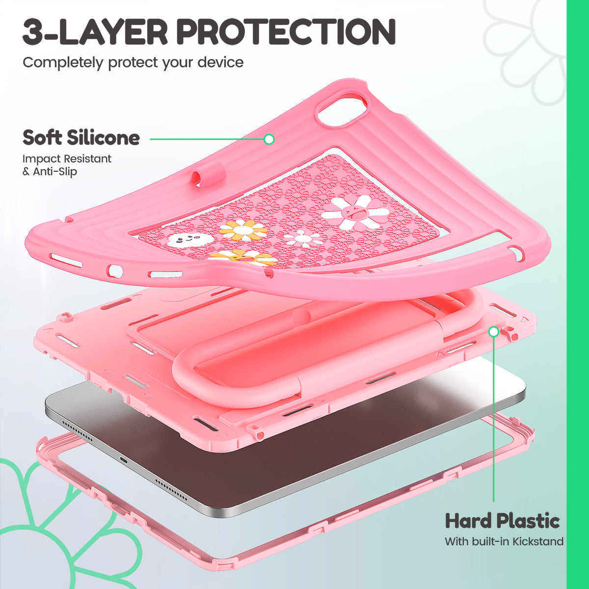 iPad (A16) 11th/10th Gen 11/10.9 Inch Kids Tablet Case - Shockproof Handle Stand Cover,Pink-t4option0_4