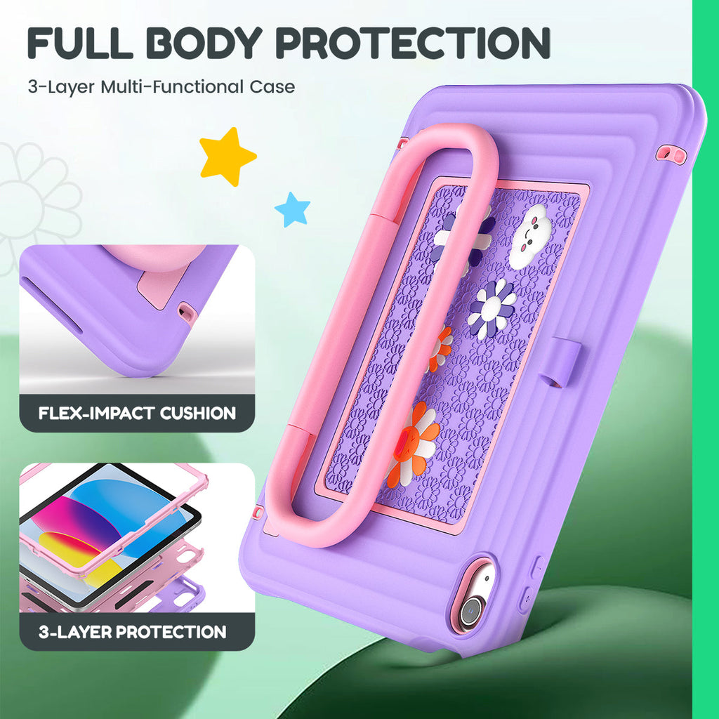 iPad (A16) 11th/10th Gen 11/10.9 Inch Kids Tablet Case - Shockproof Handle Stand Cover,Violet-t4option0_2