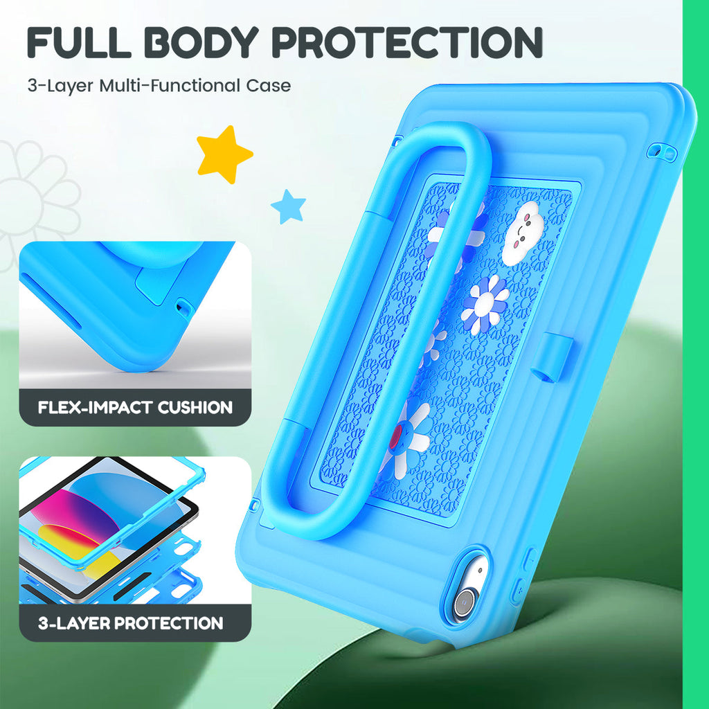 iPad (A16) 11th/10th Gen 11/10.9 Inch Kids Tablet Case - Shockproof Handle Stand Cover,Highlighter Blue-t4option0_1