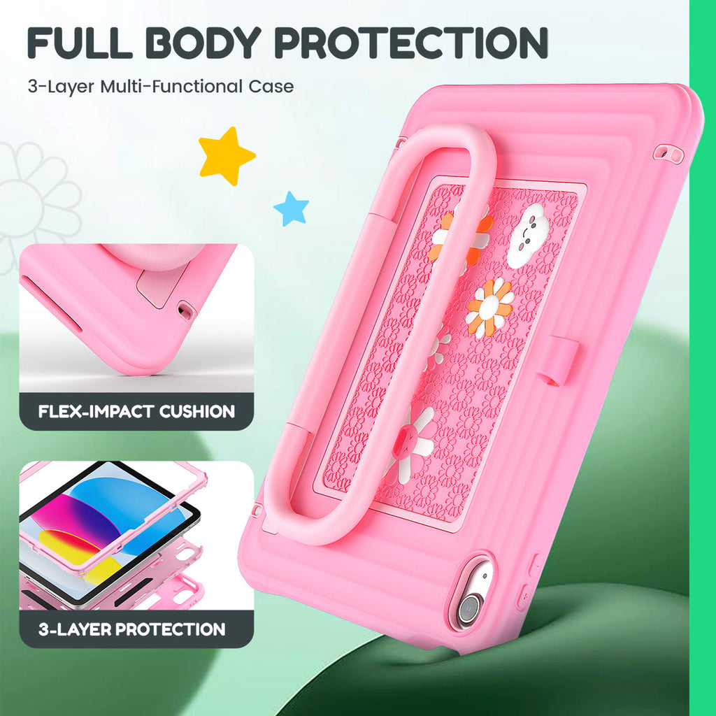 iPad (A16) 11th/10th Gen 11/10.9 Inch Kids Tablet Case - Shockproof Handle Stand Cover,Pink-t4option0_4