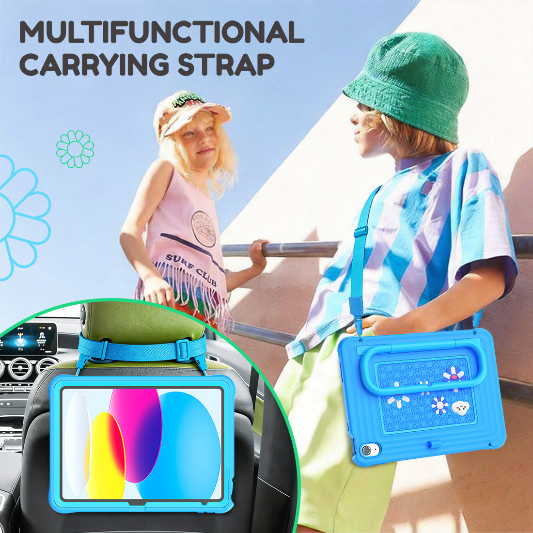 iPad (A16) 11th/10th Gen 11/10.9 Inch Kids Tablet Case - Shockproof Handle Stand Cover,Highlighter Blue-t4option0_1