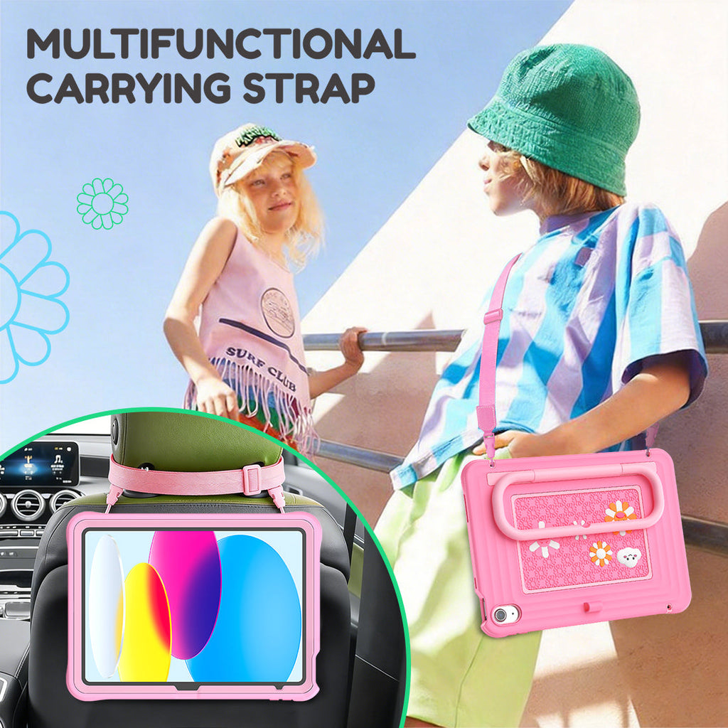 iPad (A16) 11th/10th Gen 11/10.9 Inch Kids Tablet Case - Shockproof Handle Stand Cover,Pink-t4option0_4