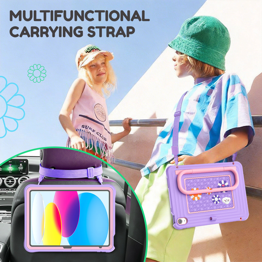 iPad (A16) 11th/10th Gen 11/10.9 Inch Kids Tablet Case - Shockproof Handle Stand Cover,Violet-t4option0_2