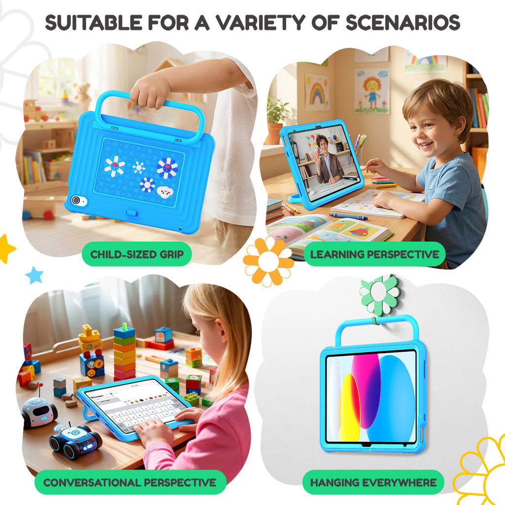iPad (A16) 11th/10th Gen 11/10.9 Inch Kids Tablet Case - Shockproof Handle Stand Cover,Highlighter Blue-t4option0_1