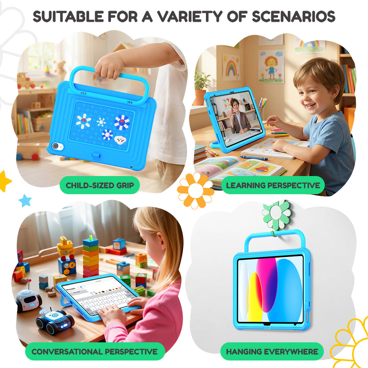 iPad (A16) 11th/10th Gen 11/10.9 Inch Kids Tablet Case - Shockproof Handle Stand Cover,Highlighter Blue-t4option0_1
