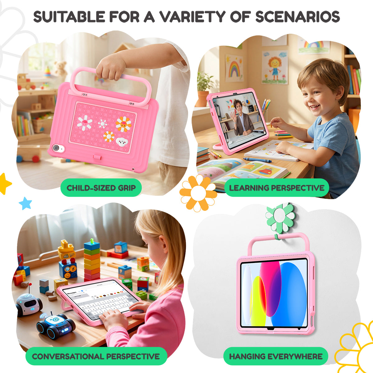 iPad (A16) 11th/10th Gen 11/10.9 Inch Kids Tablet Case - Shockproof Handle Stand Cover,Pink-t4option0_4
