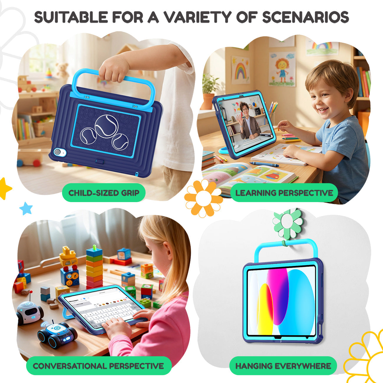 iPad (A16) 11th/10th Gen 11/10.9 Inch Kids Tablet Case - Shockproof Handle Stand Cover,Indigo-t4option0_0