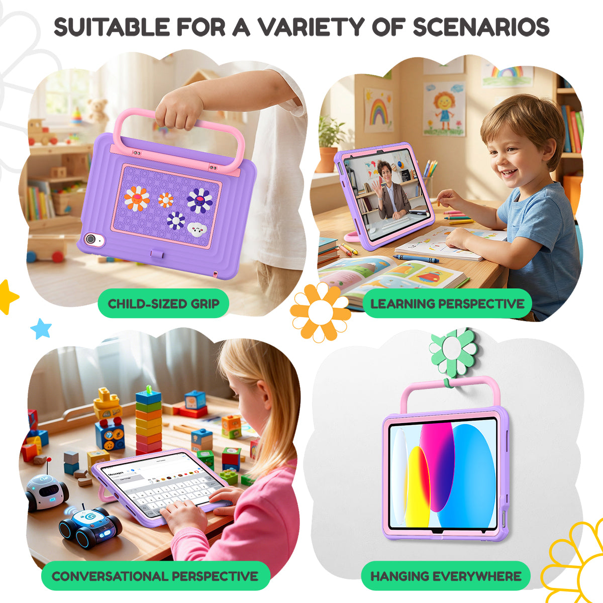 iPad (A16) 11th/10th Gen 11/10.9 Inch Kids Tablet Case - Shockproof Handle Stand Cover,Violet-t4option0_2