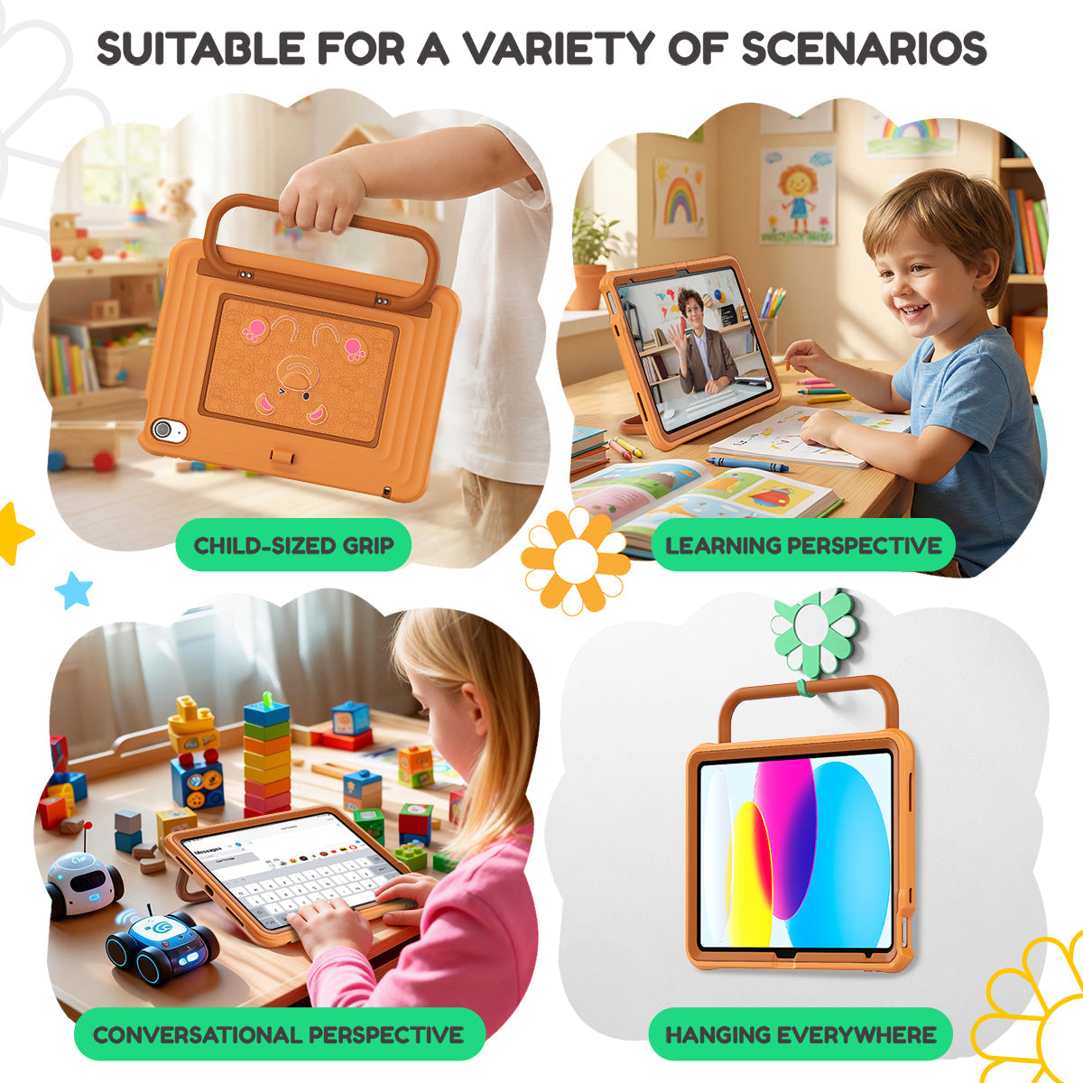 iPad (A16) 11th/10th Gen 11/10.9 Inch Kids Tablet Case - Shockproof Handle Stand Cover,Ginger-t4option0_3