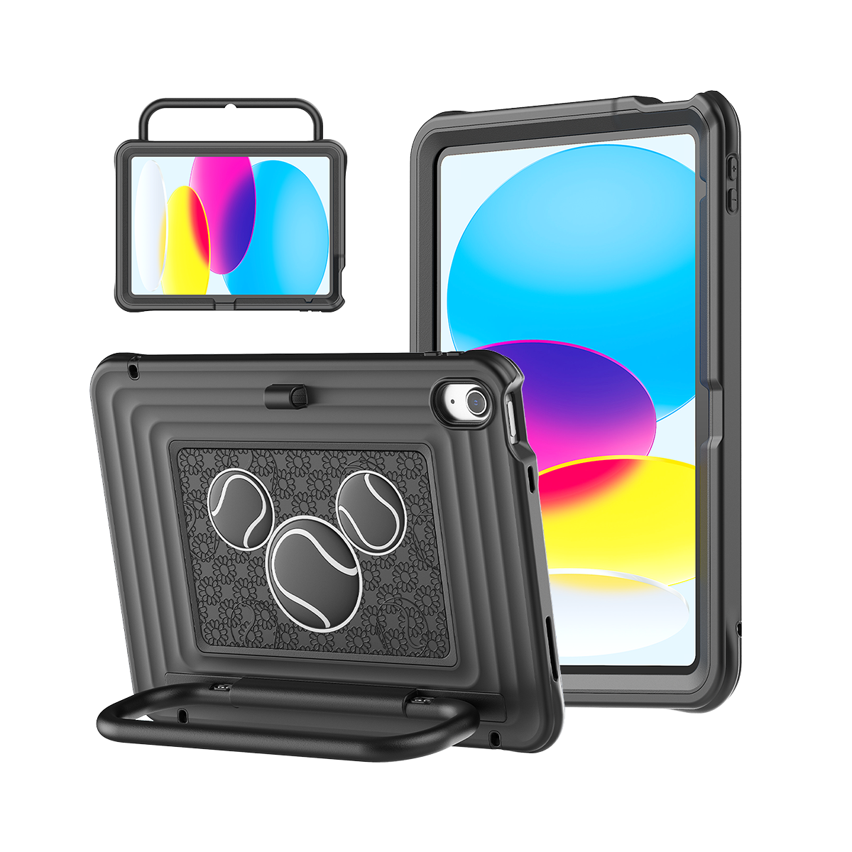 iPad (A16) 11th/10th Gen 11/10.9 Inch Kids Tablet Case - Shockproof Handle Stand Cover,Black-t4option0_5