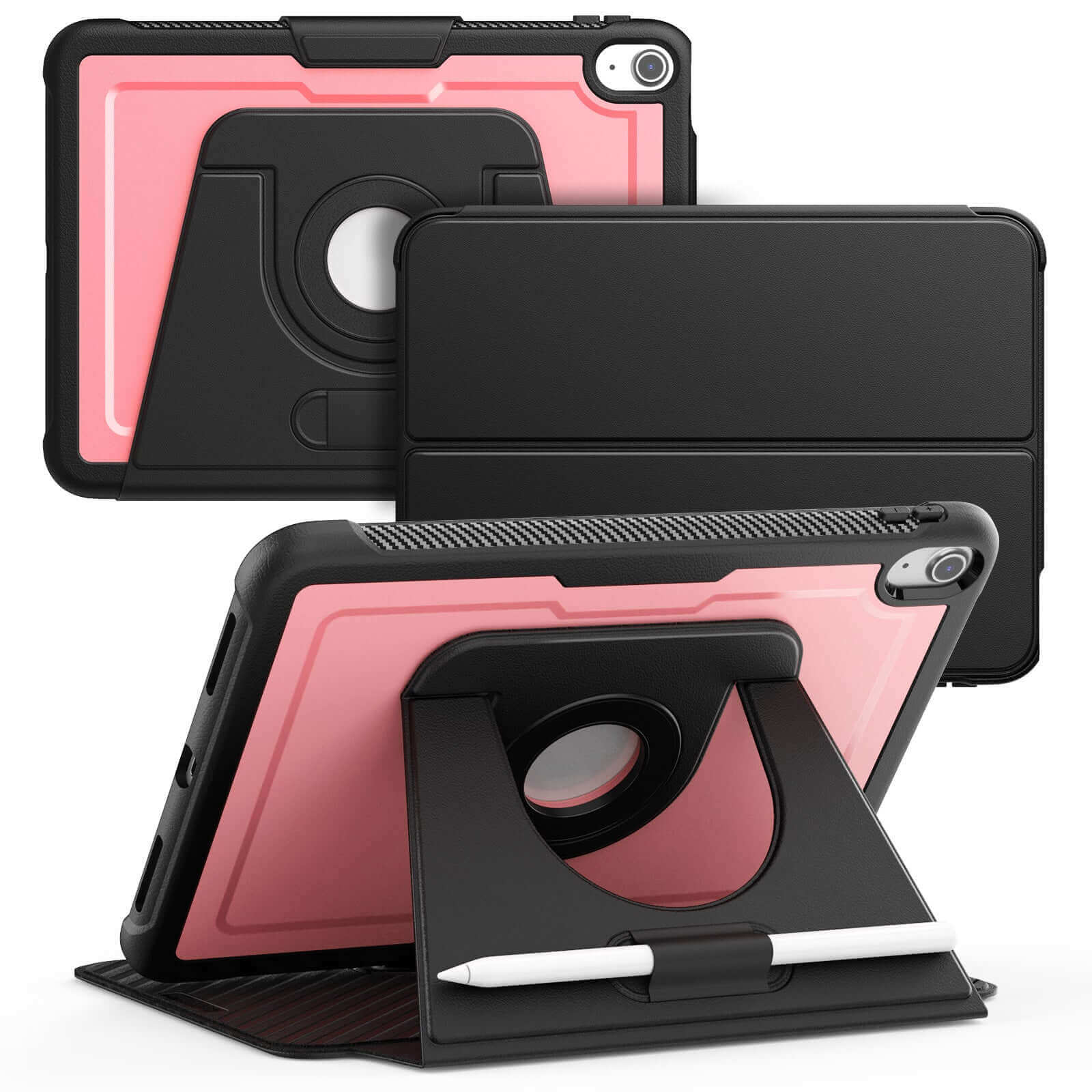 SEYMAC iPad A16 11 Inch Case (2025) in pink and black, featuring multi-angle stand and protective design.