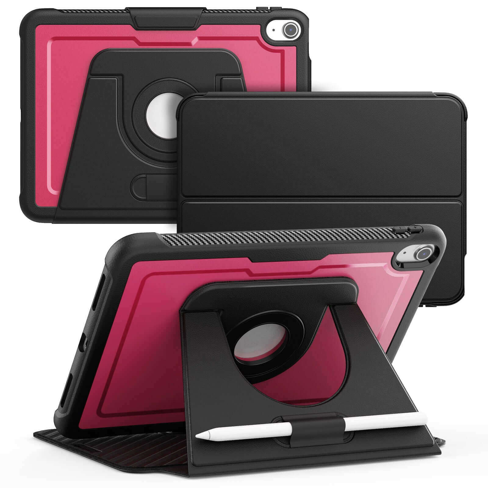 SEYMAC iPad A16 11 Inch Case (2025) in pink and black, featuring detachable cover and multi-angle stand.