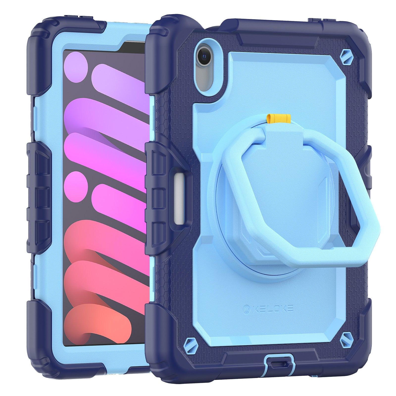 Shock‑G 3‑Layer Armor & Rotating Hand Grip for iPad Mini 8.3" (A17 Pro/6th Gen)