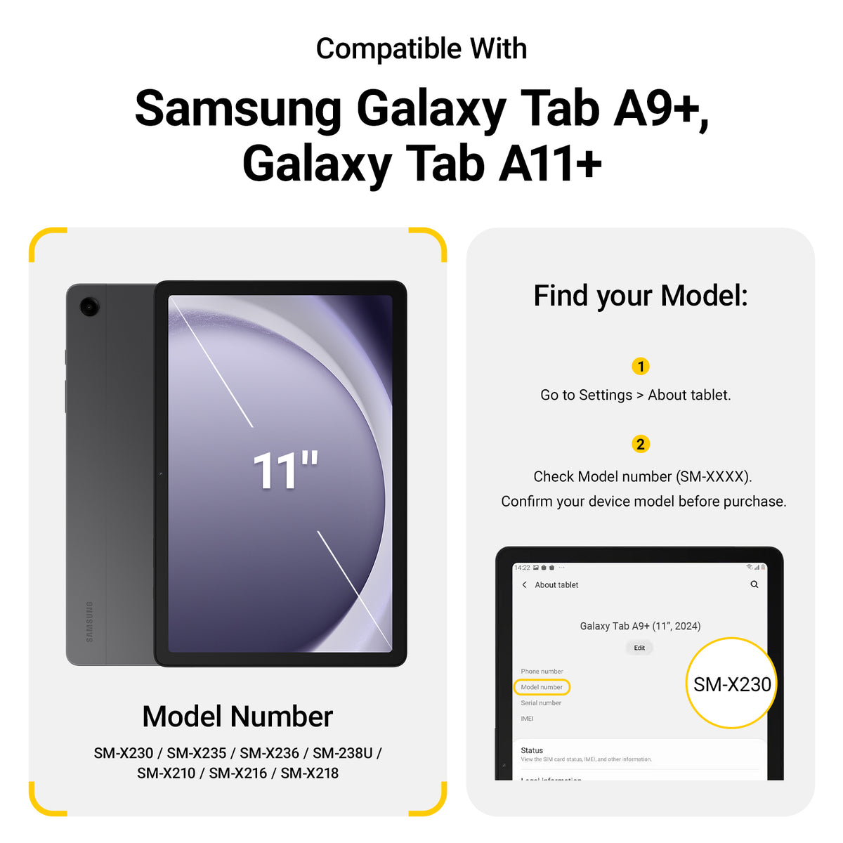 How to find your device model number for Galaxy Tab A11+ / A9+
