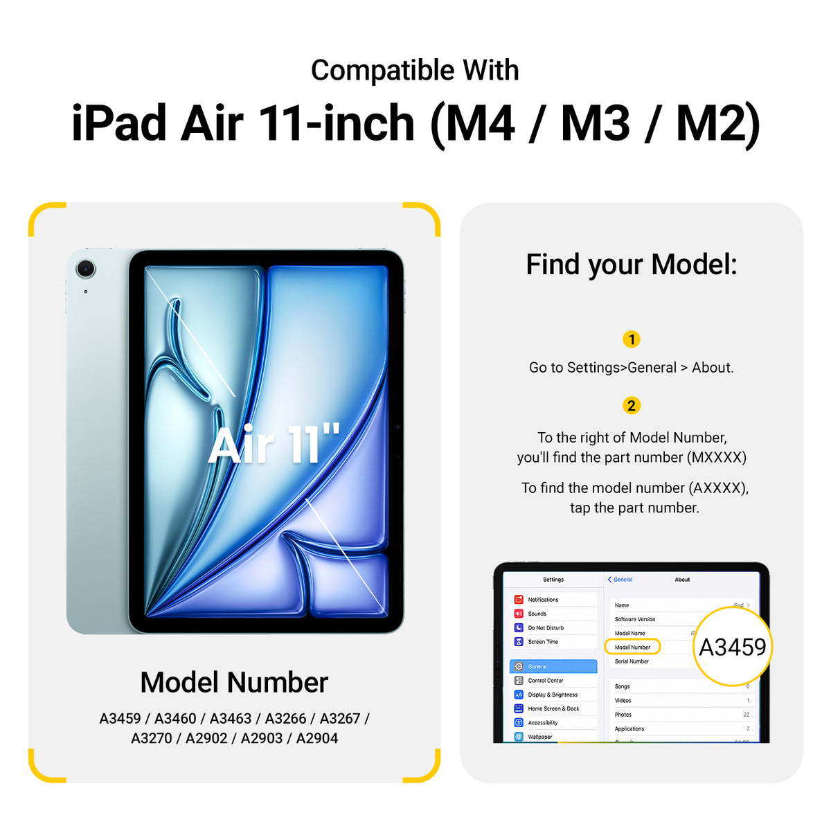 How to find your device model number for iPad Air 11-inch