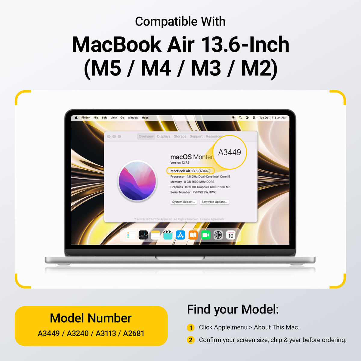 How to find your device model number Macbook Air 13.6-inch
