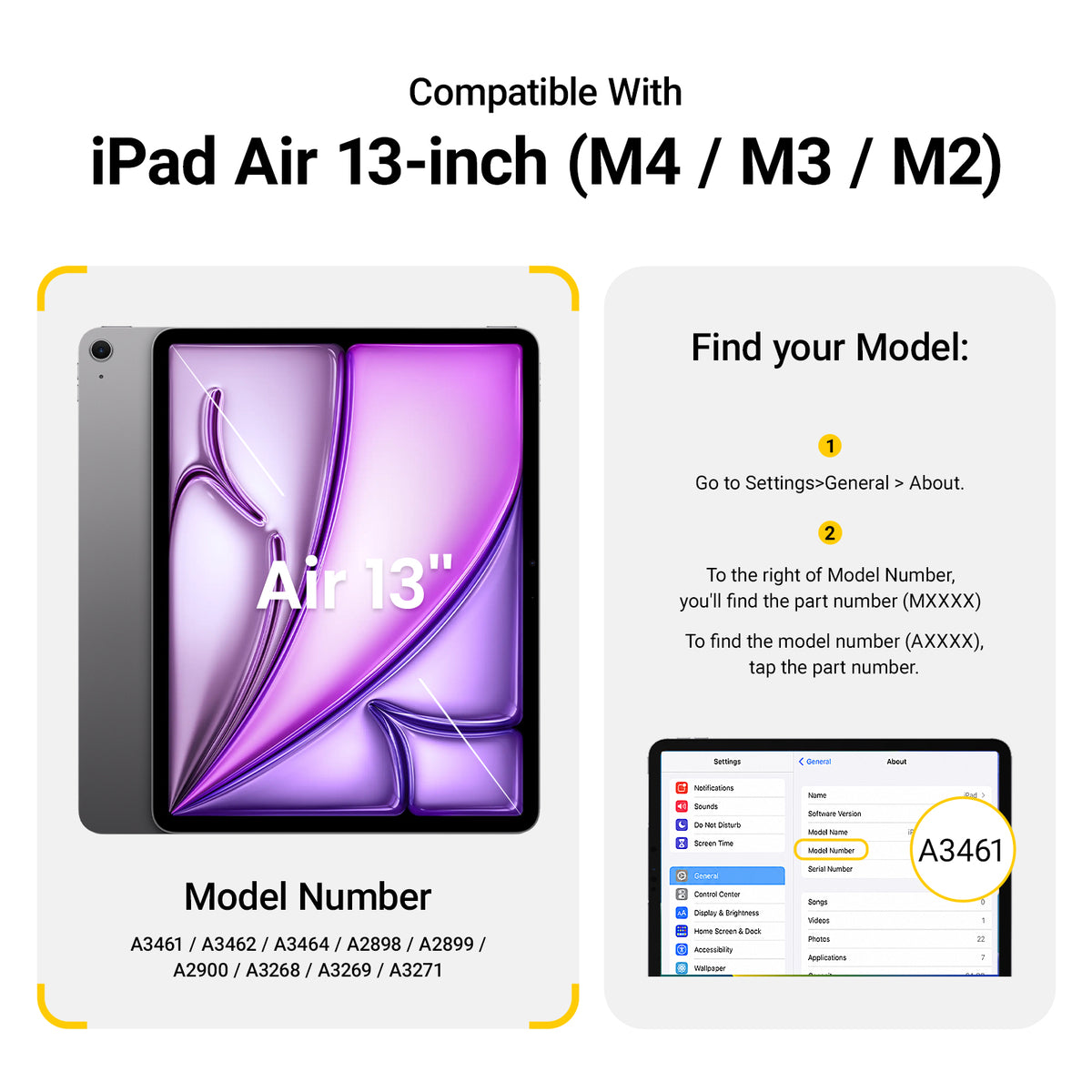 How to find your device model number for iPad Air 13-inch