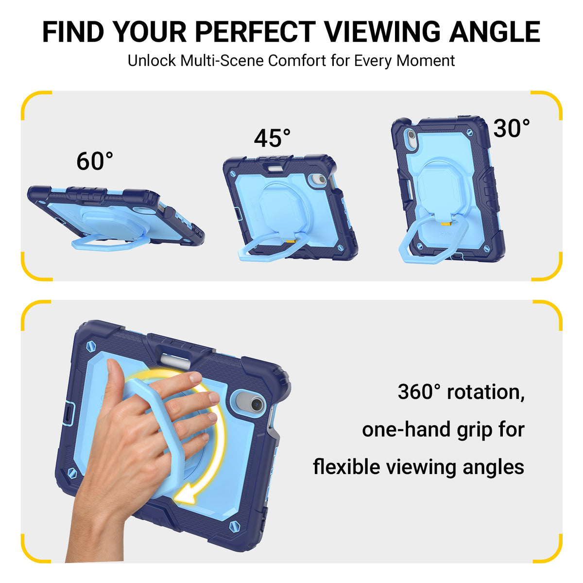 Shock‑G 3‑Layer Armor & Rotating Hand Grip for iPad Mini 8.3" (A17 Pro/6th Gen)