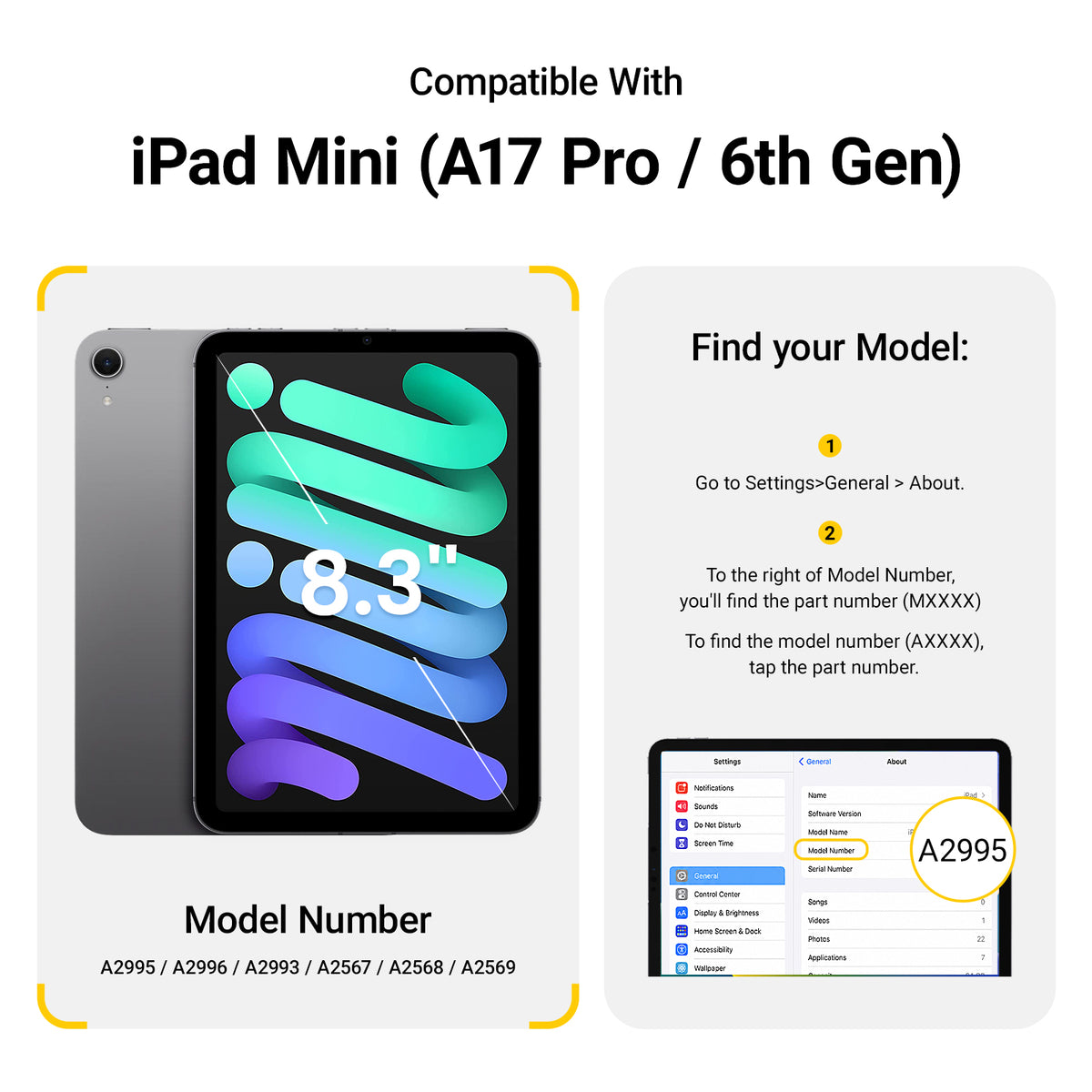 How to find your device model number for Mini A17 Pro/6th generation